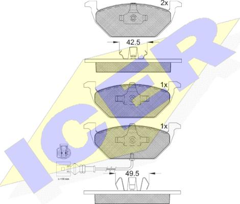 Icer 181349396 - Bremžu uzliku kompl., Disku bremzes www.autospares.lv