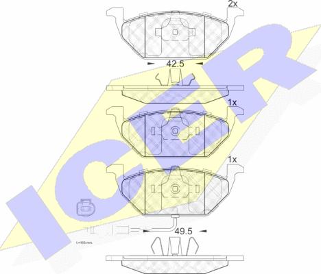 Icer 181349 - Тормозные колодки, дисковые, комплект www.autospares.lv