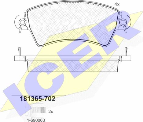 Icer 181365-702 - Bremžu uzliku kompl., Disku bremzes www.autospares.lv