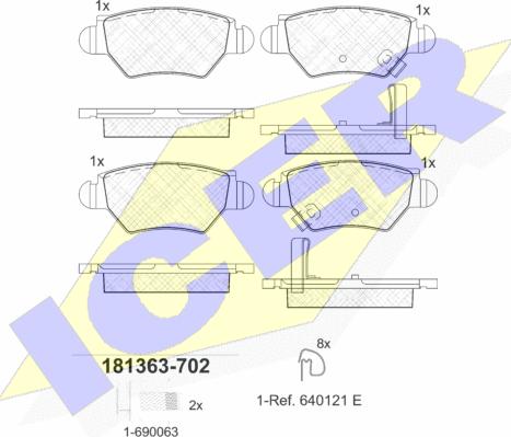 Icer 181363-702 - Bremžu uzliku kompl., Disku bremzes autospares.lv