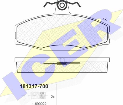 Icer 181317-700 - Bremžu uzliku kompl., Disku bremzes www.autospares.lv