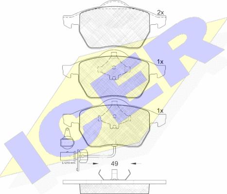 Icer 181384 - Bremžu uzliku kompl., Disku bremzes autospares.lv