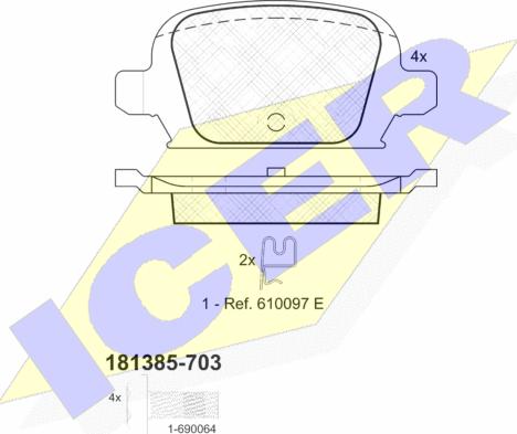 Icer 181385-703 - Тормозные колодки, дисковые, комплект www.autospares.lv