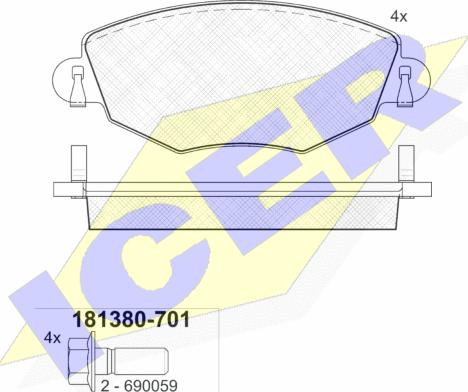 Icer 181380-701 - Bremžu uzliku kompl., Disku bremzes autospares.lv