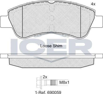 Icer 181388-402 - Тормозные колодки, дисковые, комплект www.autospares.lv