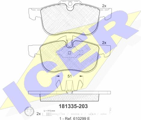 Icer 181335 - Bremžu uzliku kompl., Disku bremzes www.autospares.lv