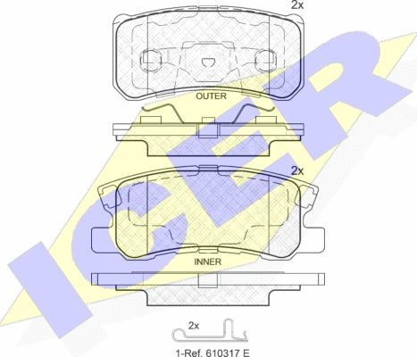 Icer 181375-202 - Bremžu uzliku kompl., Disku bremzes autospares.lv