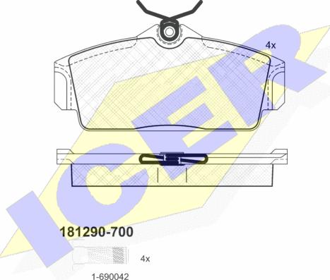 Icer 181290-700 - Bremžu uzliku kompl., Disku bremzes autospares.lv