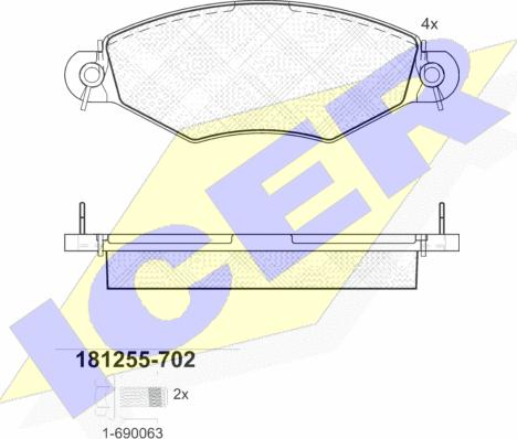 Icer 181255-702 - Bremžu uzliku kompl., Disku bremzes autospares.lv