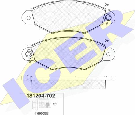 Icer 181204-702 - Bremžu uzliku kompl., Disku bremzes www.autospares.lv