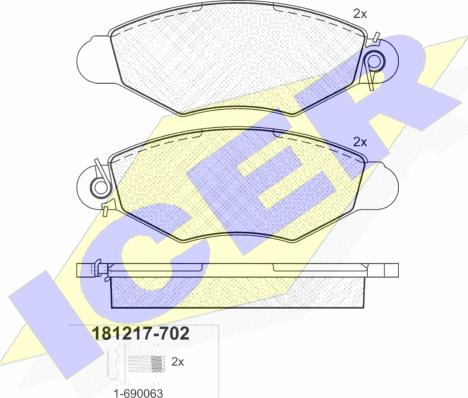 Icer 181217-702 - Bremžu uzliku kompl., Disku bremzes www.autospares.lv