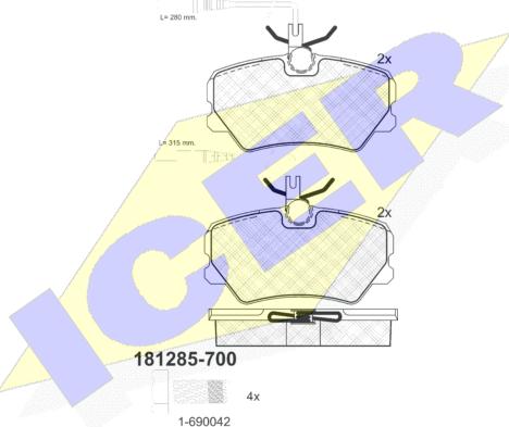 Icer 181285-700 - Bremžu uzliku kompl., Disku bremzes www.autospares.lv