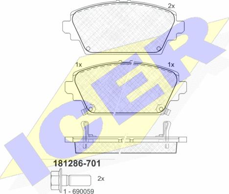 Icer 181286-701 - Brake Pad Set, disc brake www.autospares.lv