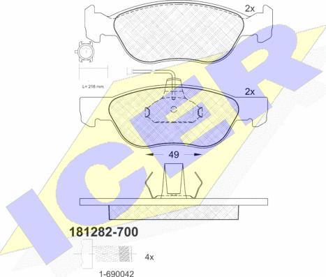 Icer 181282-700 - Bremžu uzliku kompl., Disku bremzes www.autospares.lv