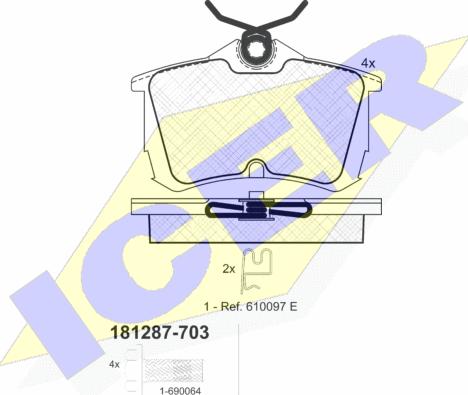 Icer 181287-703 - Bremžu uzliku kompl., Disku bremzes www.autospares.lv