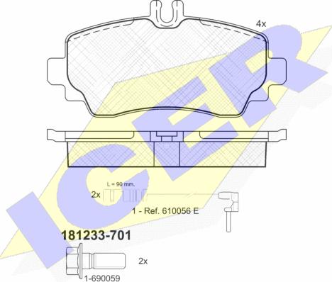 Icer 181233-701 - Bremžu uzliku kompl., Disku bremzes www.autospares.lv