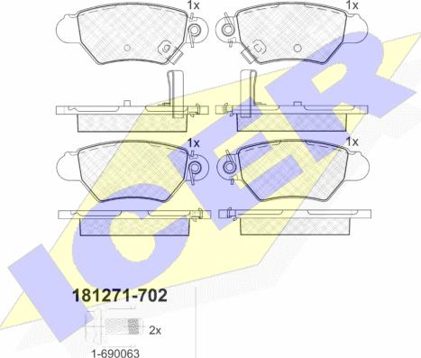 Icer 181271-702 - Bremžu uzliku kompl., Disku bremzes autospares.lv