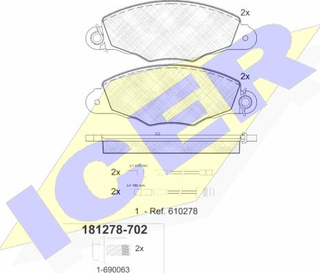 Icer 181278-702 - Bremžu uzliku kompl., Disku bremzes www.autospares.lv