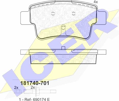 Icer 181740-701 - Bremžu uzliku kompl., Disku bremzes www.autospares.lv