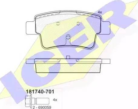 Icer 181740 - Bremžu uzliku kompl., Disku bremzes www.autospares.lv