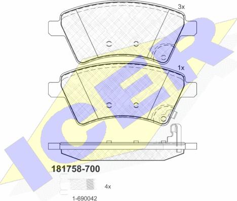 Icer 181758-700 - Тормозные колодки, дисковые, комплект www.autospares.lv