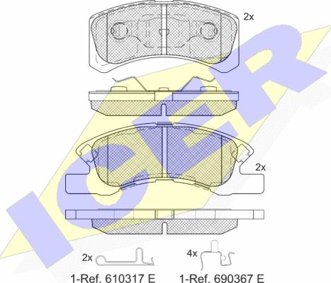 Icer 181701-208 - Bremžu uzliku kompl., Disku bremzes www.autospares.lv