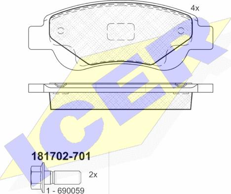 Icer 181702-701 - Bremžu uzliku kompl., Disku bremzes www.autospares.lv