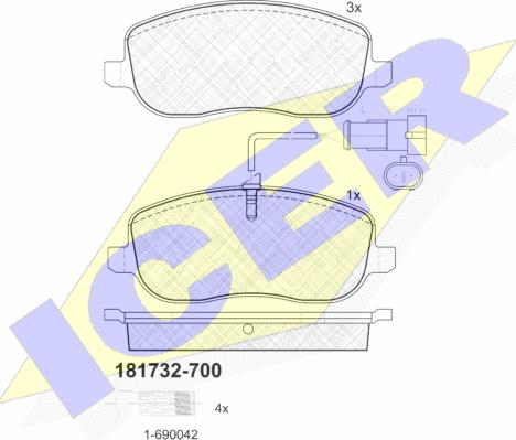 Icer 181732-700 - Bremžu uzliku kompl., Disku bremzes www.autospares.lv