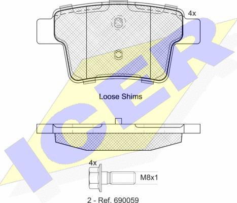 Icer 181722-701 - Bremžu uzliku kompl., Disku bremzes autospares.lv