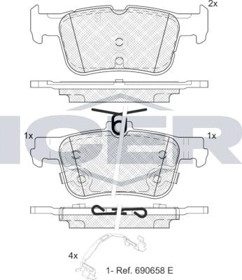 Icer 182493 - Bremžu uzliku kompl., Disku bremzes www.autospares.lv