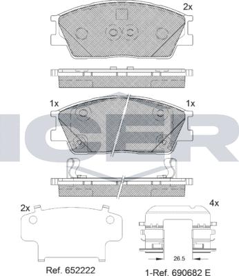 Icer 182414-203 - Bremžu uzliku kompl., Disku bremzes autospares.lv