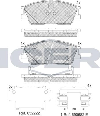 Icer 182414 - Bremžu uzliku kompl., Disku bremzes autospares.lv