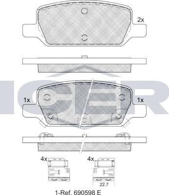 Icer 182412e1 - Bremžu uzliku kompl., Disku bremzes www.autospares.lv