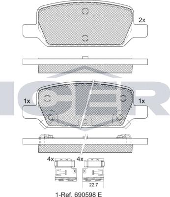 Icer 182412 - Bremžu uzliku kompl., Disku bremzes www.autospares.lv