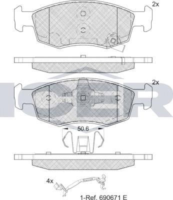 Icer 182422 - Bremžu uzliku kompl., Disku bremzes www.autospares.lv