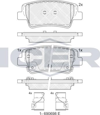 Icer 182471 - Bremžu uzliku kompl., Disku bremzes www.autospares.lv