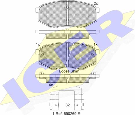 Icer 182094 - Тормозные колодки, дисковые, комплект www.autospares.lv