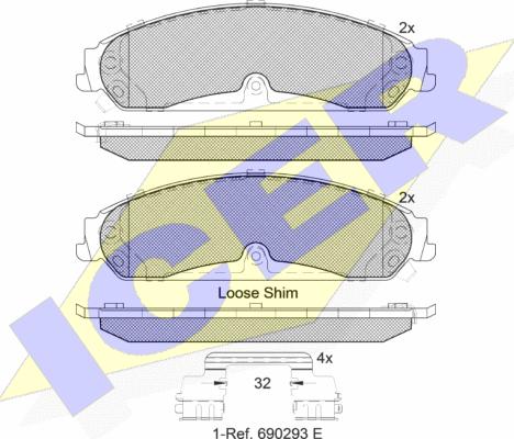 Icer 182097 - Bremžu uzliku kompl., Disku bremzes www.autospares.lv