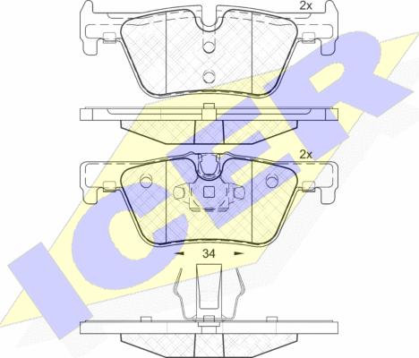 Icer 182049 - Brake Pad Set, disc brake www.autospares.lv