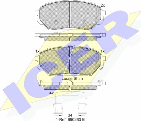 Icer 182044 - Bremžu uzliku kompl., Disku bremzes www.autospares.lv