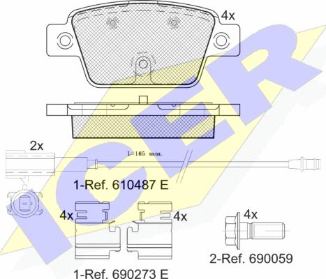 Icer 182043 - Bremžu uzliku kompl., Disku bremzes autospares.lv