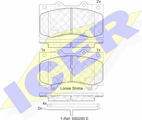 Icer 182051 - Bremžu uzliku kompl., Disku bremzes www.autospares.lv