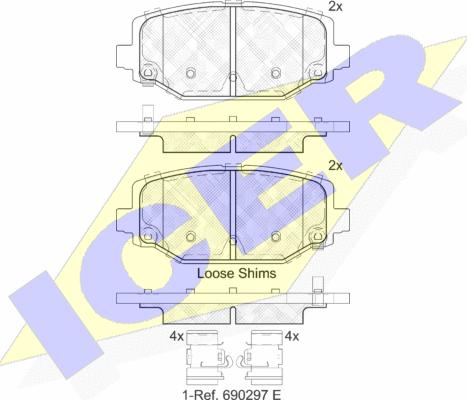 Icer 182053 - Bremžu uzliku kompl., Disku bremzes www.autospares.lv