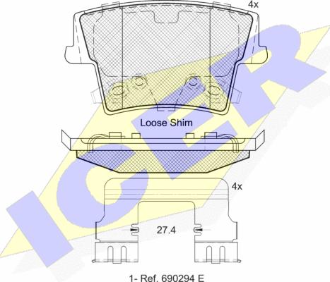 Icer 182069 - Bremžu uzliku kompl., Disku bremzes www.autospares.lv