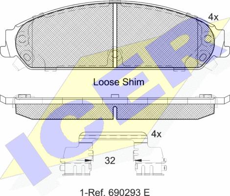 Icer 182068 - Bremžu uzliku kompl., Disku bremzes www.autospares.lv