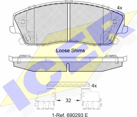 Icer 182067 - Bremžu uzliku kompl., Disku bremzes www.autospares.lv