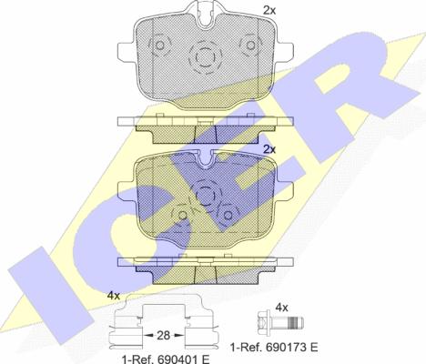 Icer 182005-202 - Bremžu uzliku kompl., Disku bremzes www.autospares.lv