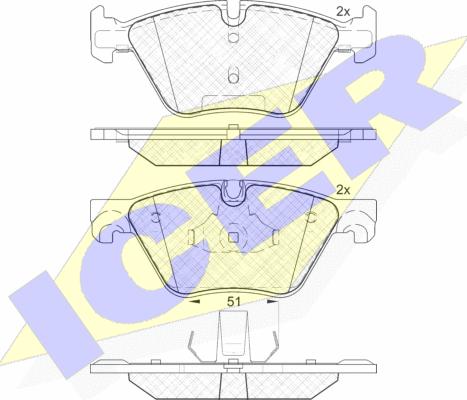 Icer 182002 - Bremžu uzliku kompl., Disku bremzes autospares.lv