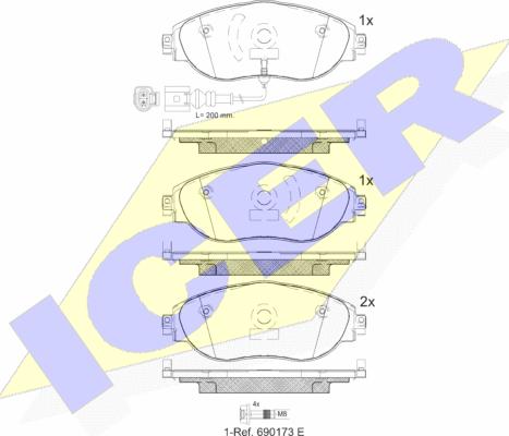 Icer 182018-087 - Bremžu uzliku kompl., Disku bremzes www.autospares.lv