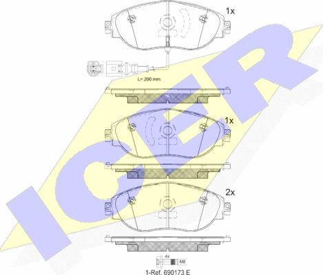 Icer 182018 - Bremžu uzliku kompl., Disku bremzes autospares.lv